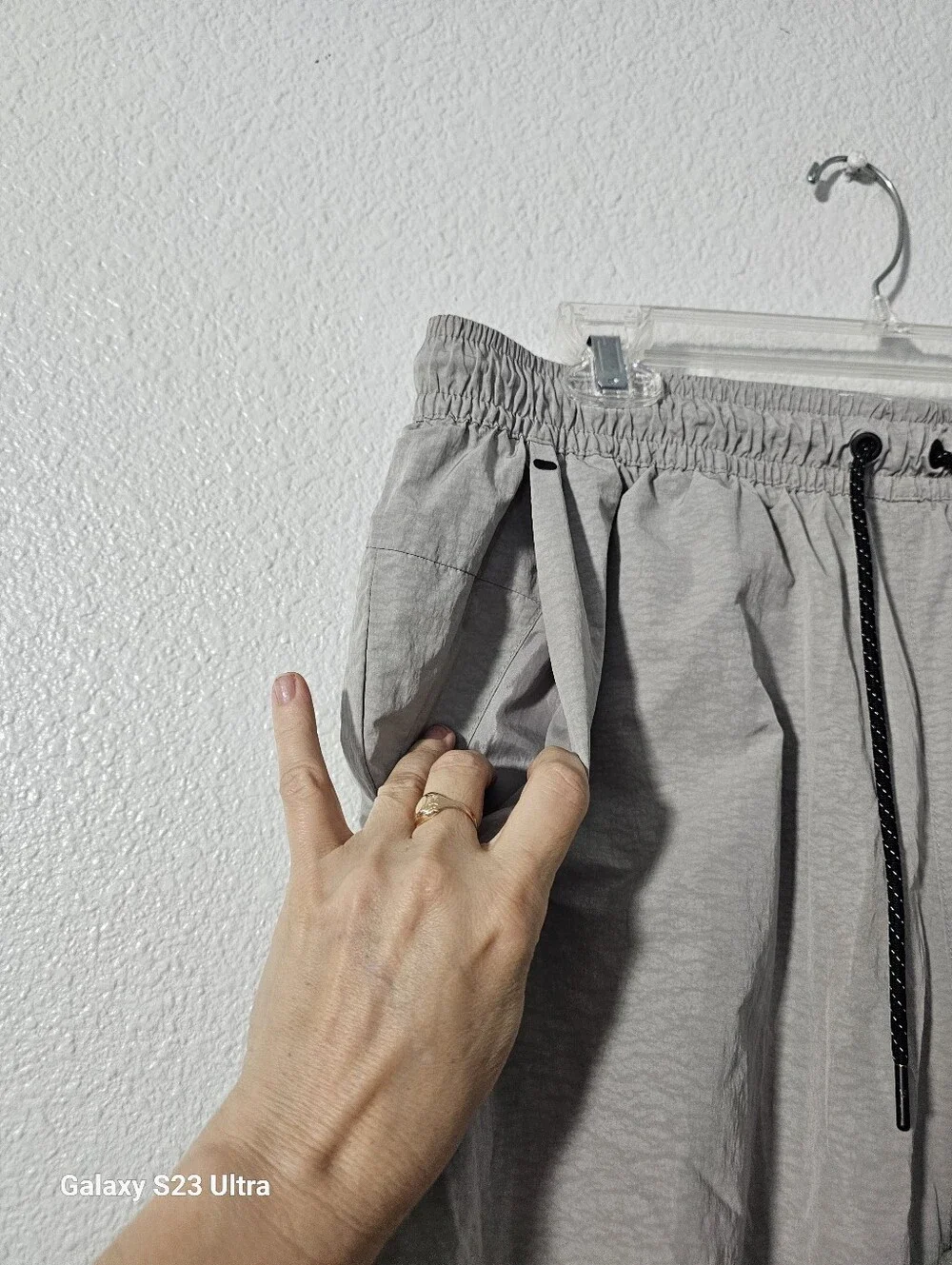 Nike Light Gray Track Pants with Black Logo Sz XL